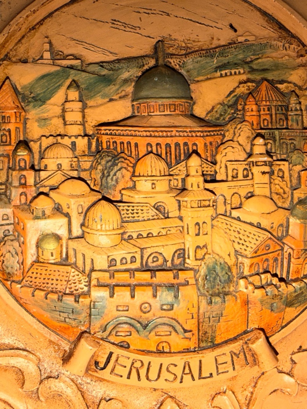 Jerusalem Decorative Wall Plate - Rustic Tan Ceramic Art - Picture 3 of 4